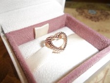Genuine Authentic Pandora Rose Gold Beaded Open Heart Charm 787516