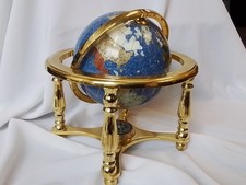 Osborne & Allen Gemstone World Globe In Frame With Compass #3122