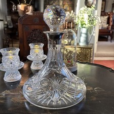 Hallmarked Silver Collared Ship Style Cut Glass Decanter B&Co Birmingham 2001