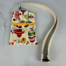 Handmade Cocktails neck bag, Festival pouch, Lanyard colour options