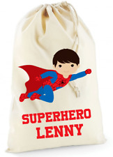 Personalised Superhero Spiderman Cotton Canvas Drawstring Bag Boy Party Gift 