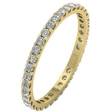 Eternity Anniversary Ring Round Cut Diamond VS1 F 0.90 Ct 14K Yellow Gold 2.50MM