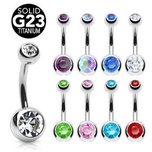 Solid titanium belly bar 14g - belly,