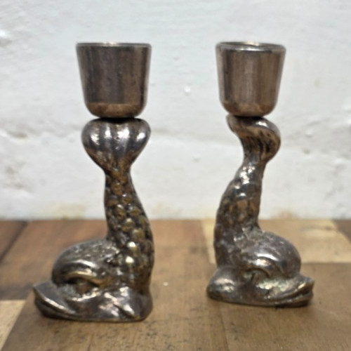 Pair silver plated brass - pair,