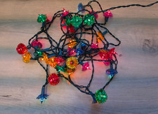 vintage multicoloured foil petal shades lights christmas decorations 80's tree