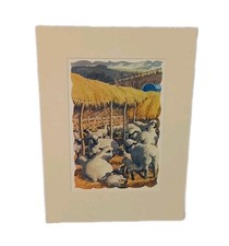 Vintage Charles Tunnicliffe Farming Hampshire Down Ewes Print Mounted 1949?