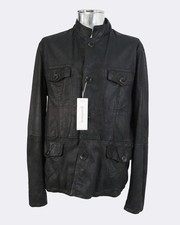 Men's Emporio Armani Black Leather Field Jacket RRP £795 XL EU56