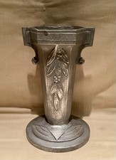 A French Art Deco Silver Cast Metal Vase