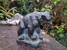 Antique Bronze sculpture of an old Brown Bear with Verdigris.