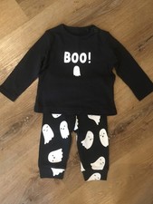 New TU Halloween Black BOO Set Unisex Baby Girl Boys Age 3-6 Months Top Leggings