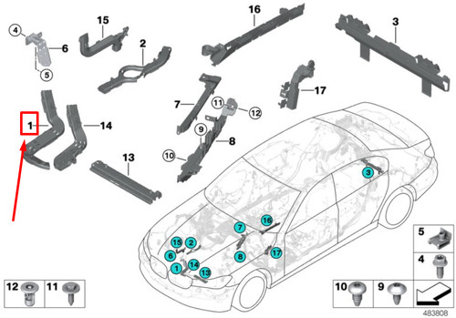Bmw g30 left cable guide - g30,