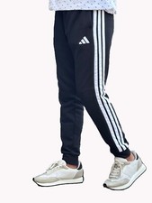 MEN'S ADIDAS ESSENTIALS TAPERED CUFF 3-STRIPES JOGGERS BLACK PRICE £23