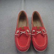 SPERRY Top Slider Womens 8M Red Coral Coil Ivy Perforated Shoe Leather Loafers