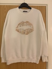 Mint Velvet Off White Lips Sweatshirt Size Small