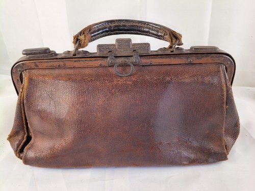 Antique leather handbag prop - antique,