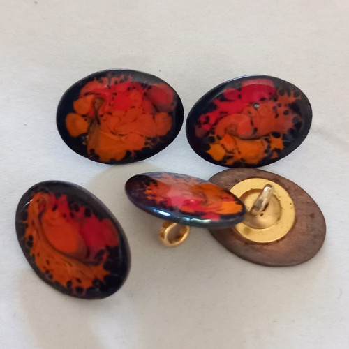 Unique oval enamel buttons - oval, red