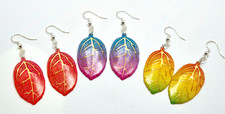OMBRE LEAF HOOK EARRINGS