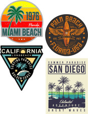 4x surf sticker Miami Beach sticker vintage old school car cult V8 bus mg640