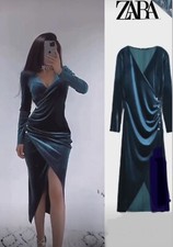 ZARA BLUE Velvet tulip  DRESS