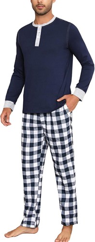 Men cotton plaid pyjama - men's, set