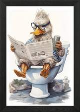 Duck on Toilet Framed Wall Art