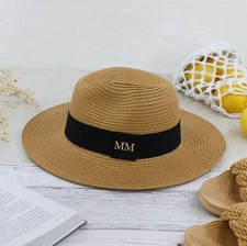 Personalised Fedora Straw Beach Hat for Weddings, Matching Hen Parties Honeymoon