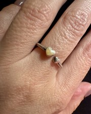 Genuine Pandora Enamel Heart and Silver Heart Open Ring Size 56 N(#29)