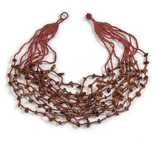 Brown glass bead - glass, semiprecious