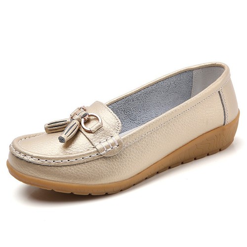 Ladies leather loafer shoe - ladies,