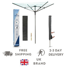 CUQOO 4 Arm 45M Rotary Airer Outdoor Clothes Dryer Spike & Cover Silver RETURNED