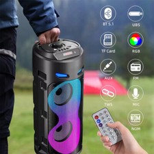 LED Portable Bluetooth Party Speaker Sub Woofer Heavy Bass Sound System & MIC