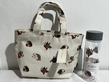 Cath Kidston Insulated Lunch Bag & Glass Water Bottle Dog Portraits Cream NWT