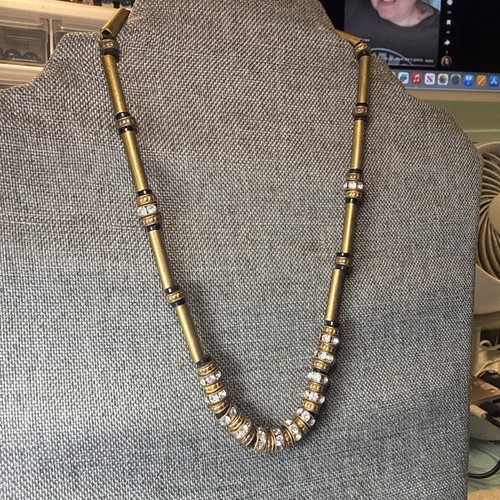 Vtg necklace goldtone metal - vtg,