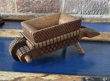 Vintage BLACK Forest Folk Art Wooden Wheelbarrow Moving Wheel hand Cart