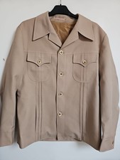 Vintage 70s Jacket Shacket Top Beige Mens Retro Size M