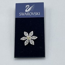 Swarovski Crystal Flower Tie Tac Pin Brooch Hat Lapel Collar Jacket New On Card