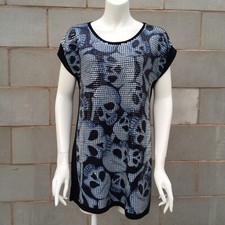 Butler and Wilson T-Shirt Dress, Sequin Skull Print, Size M
