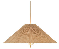1972 pendant light by GUBI with a conical lampshade in bamboo and brass detail