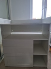 SMÅSTADChanging table, white white/with 3 drawers, 90x79x100 cm