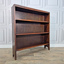 Antique Arts & Crafts Solid Oak Open Bookcase Vintage Wooden Shelving Unit Deco