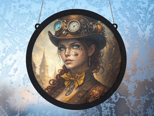 Steampunk woman suncatcher - woman, –