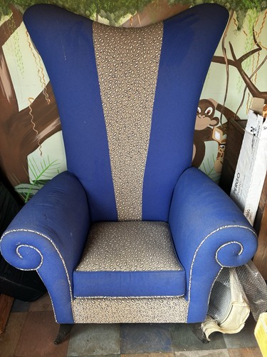 Blue beige 100 linen - linen, wingback