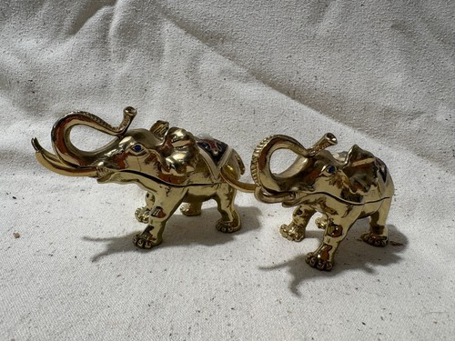 Elephant gold tone enamel - elephant,