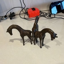 Bronze Giraffe Figurine Set of