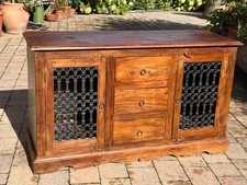 Solid dark wood large sideboard / chest Indian furniture, two door, three drawer