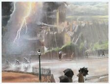 Storm over our town, Malvern, Laura Knight print in 10 x 12 inch mount SUPERB