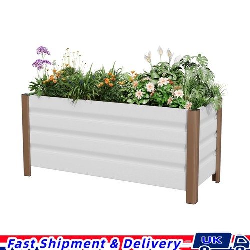 White aluminum planter - white, box