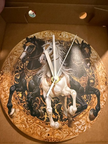 Three horses metal wall clock - three,
