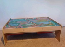 GOOD CONDITION BIGJIGS RAIL (BRIO) WOODEN PLAY TABLE WITH 2 DRAWERS FOR STORAGE