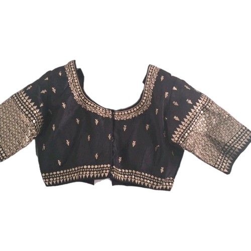 Black saree blouse - black,